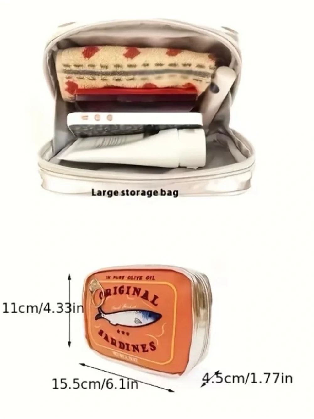 Cute ‘Sardine Tin’ Zippered Pouch